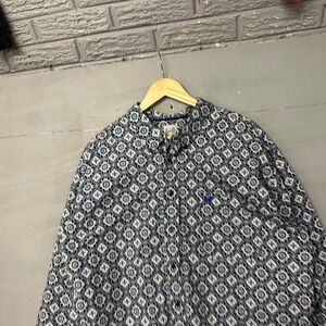 CINCH Mens Long Sleeve Western Shirt Blue Geometric Print XXL